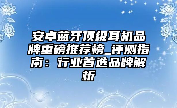 安卓藍(lán)牙頂級(jí)耳機(jī)品牌重磅推薦榜_評(píng)測(cè)指南：行業(yè)首選品牌解析