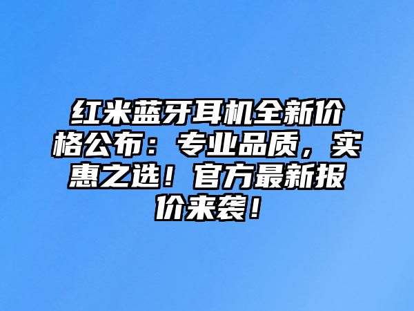 紅米藍(lán)牙耳機(jī)全新價(jià)格公布：專業(yè)品質(zhì)，實(shí)惠之選！官方最新報(bào)價(jià)來(lái)襲！